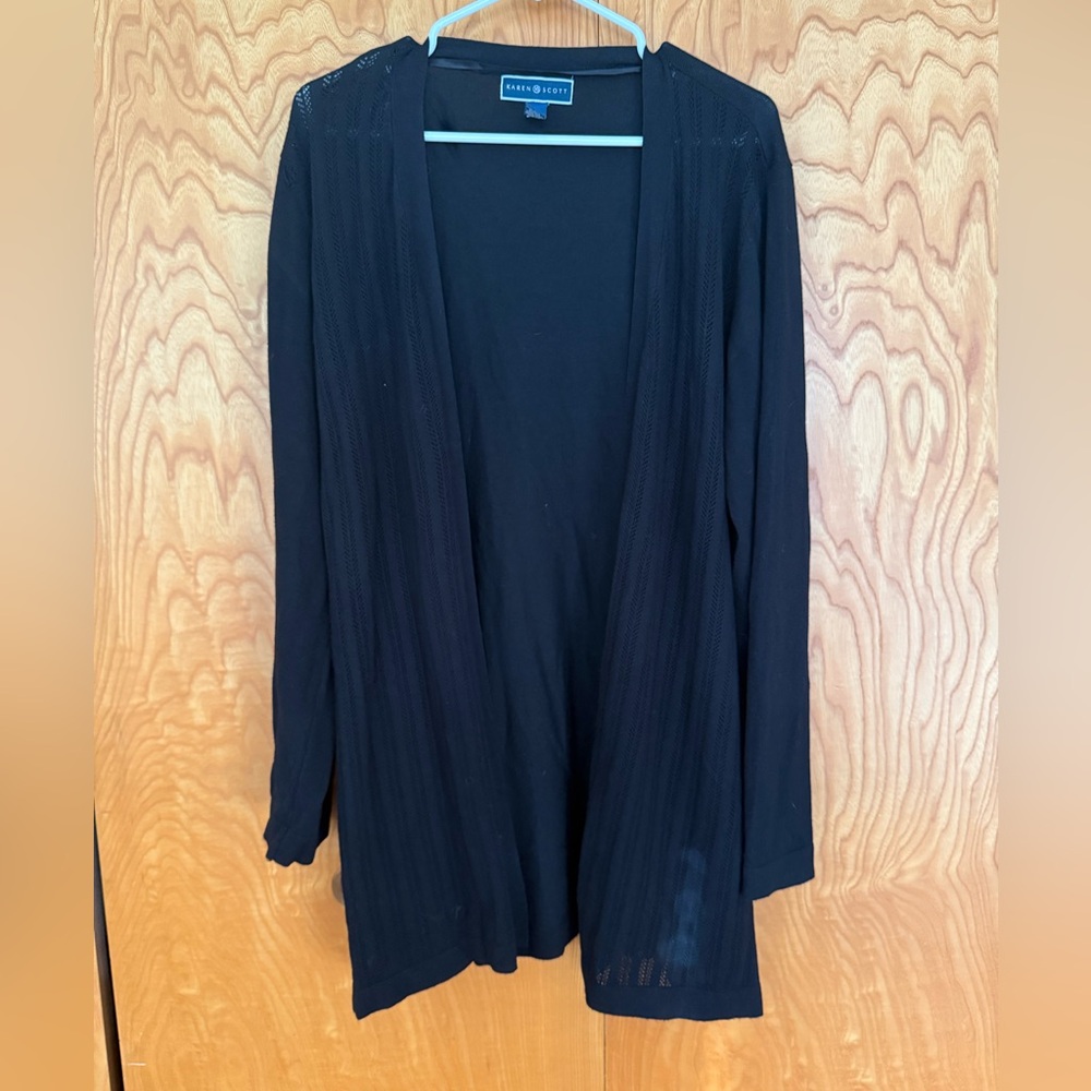 Karen Scott Elegant Black Cardigan